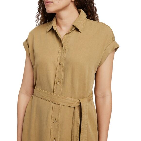 NWT faherty “Arlie” short sleeve shirt dress in Tan. Size M - Picture 2 of 13